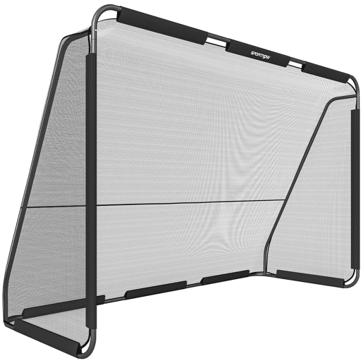 SPORTNOW Baliza de Futebol 300x120x200 cm com Rede de Malha Densa, Estrutura Metálica e Estacas para Relva e Terrenos Macios, Preto