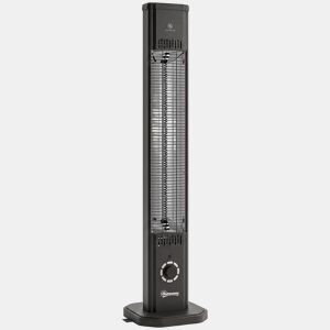 Outsunny Aquecedor de Infravermelhos para Terraço 2000 W, Elétrico de Chão ou Parede com Comando, IP65, 8 Níveis, Temporizador 8 h e Capa