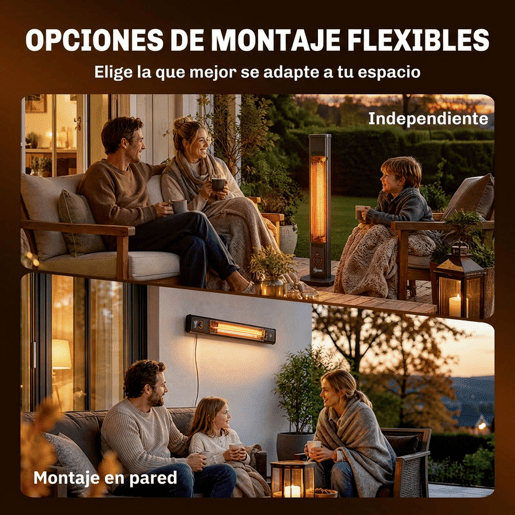 Outsunny Aquecedor de Infravermelhos para Terraço 2000 W, Elétrico de Chão ou Parede com Comando, IP65, 8 Níveis, Temporizador 8 h e Capa
