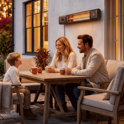 Outsunny Aquecedor de Infravermelhos para Terraço 2000 W, Elétrico de Chão ou Parede com Comando, IP65, 8 Níveis, Temporizador 8 h e Capa