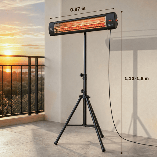 Outsunny Aquecedor de Infravermelhos para Terraço 2500 W, Aquecedor Elétrico de Pé em Alumínio IP65, Tripé Regulável, 3 Níveis de Calor, Controlo TátilRemoto, Temporizador 24 h Outsunny Aquecedor de Infravermelhos para Terraço 2500 W, Aquecedor Elétrico de Pé em Alumínio IP65, Tripé Regulável, 3 Níveis de Calor, Controlo TátilRemoto, Temporizador 24 h