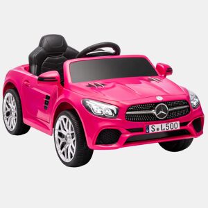 AIYAPLAY Carro Elétrico Infantil Mercedes-Benz SL500 12 V com Controlo Remoto, 2 Motores, Suspensão, Arranque Suave, Luzes, Música, Buzina e Bluetooth, Rosa