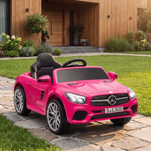 AIYAPLAY Carro Elétrico Infantil Mercedes-Benz SL500 12 V com Controlo Remoto, 2 Motores, Suspensão, Arranque Suave, Luzes, Música, Buzina e Bluetooth, Rosa AIYAPLAY Carro Elétrico Infantil Mercedes-Benz SL500 12 V com Controlo Remoto, 2 Motores, Suspensão, Arranque Suave, Luzes, Música, Buzina e Bluetooth, Rosa