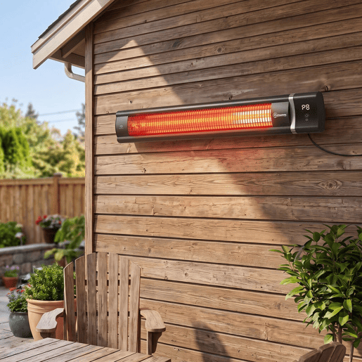 Outsunny Aquecedor Infravermelho de Terraço 3000 W, Mural, IP65, 9 Níveis, Temporizador 24 h, Ecrã LED, Preto