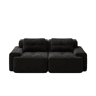 Sofá modular de 2 lugares - moderno, confortável, veludo tipo veludo cotelê, sofá-cama - preto