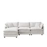 Sofá modular de canto de 3 lugares u2013 com chaise longue e pufe, sofá em L confortável em chenille premium para a sala de estar e espaços pequenos u2013 bege