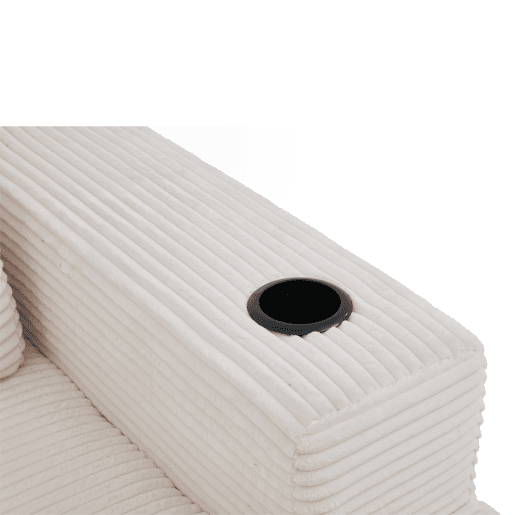 Sofá de 3 lugares, 258 cm - compacto, com 3 almofadas e porta-copos - bege Sofá de 3 lugares, 258 cm - compacto, com 3 almofadas e porta-copos - bege