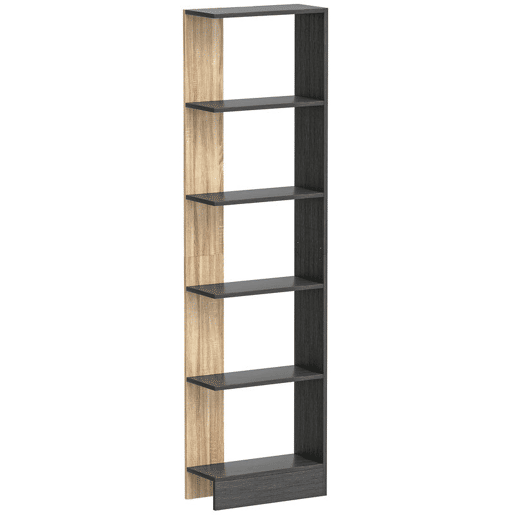 HOMCOM Estante de 5 Níveis Estante de Armazenamento Estante Estreita para Espaços Pequenos Sala de Estar e Cozinha 45x21x170 cm Preto e Carvalho HOMCOM Estante de 5 Níveis Estante de Armazenamento Estante Estreita para Espaços Pequenos Sala de Estar e Cozinha 45x21x170 cm Preto e Carvalho