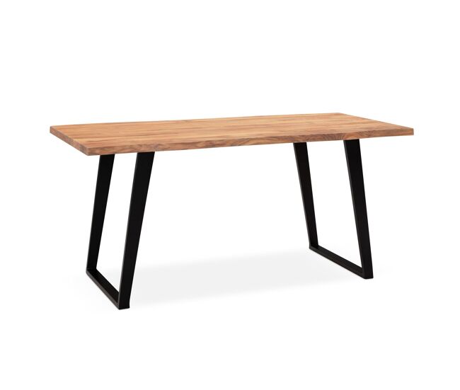 Escritorio 160 x 80 x 76 cm de madera maciza de acacia / metal, borde vivo; mesa de oficina sólida