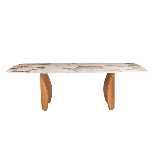 Mesa de jantar de 240 × 120, pernas na cor carvalho e tampo em cerâmica Mesa de jantar de 240 × 120, pernas na cor carvalho e tampo em cerâmica