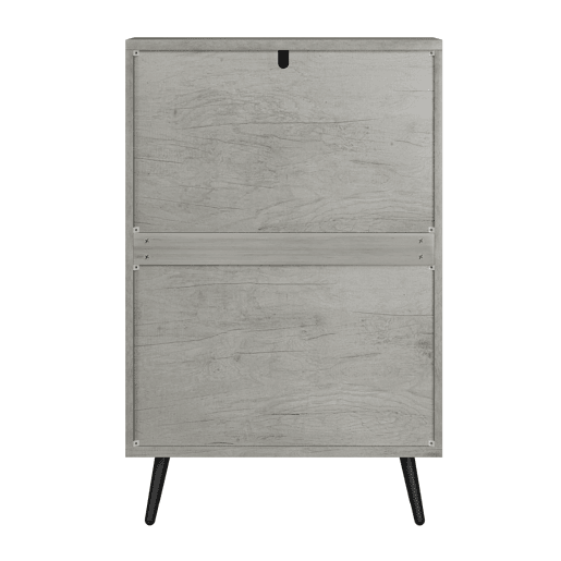 Sapateira oculta 60 cm - 2 gavetas rebatíveis, design ranhurado, para entrada e sala - Cinza