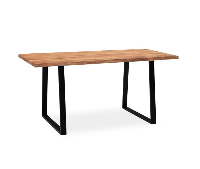 Escritorio 180 x 90 x 76 cm de madera maciza de acacia / metal, borde vivo; mesa de oficina sólida
