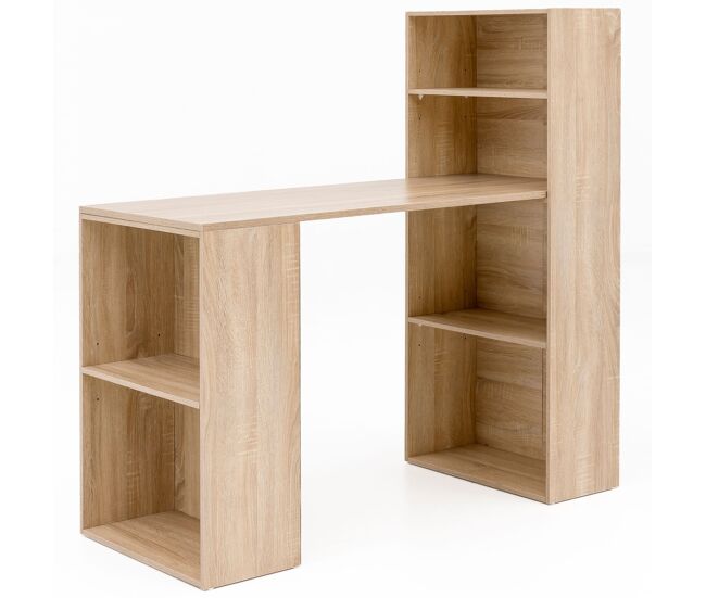Escritorio con estantería 120 x 120 x 53 cm madera sonoma moderno
