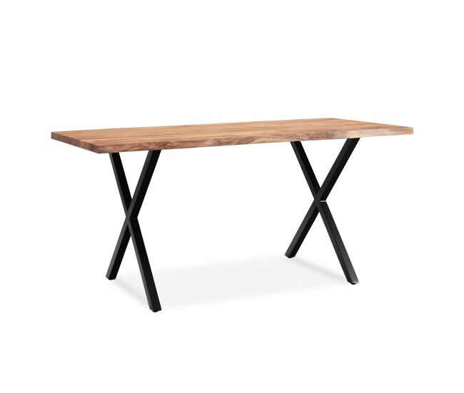Escritorio 160 x 80 x 76 cm de madera maciza de acacia / metal, borde vivo; mesa de oficina sólida