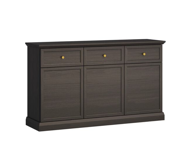 Aparador 3 puertas 3 cajones toja madera antracita