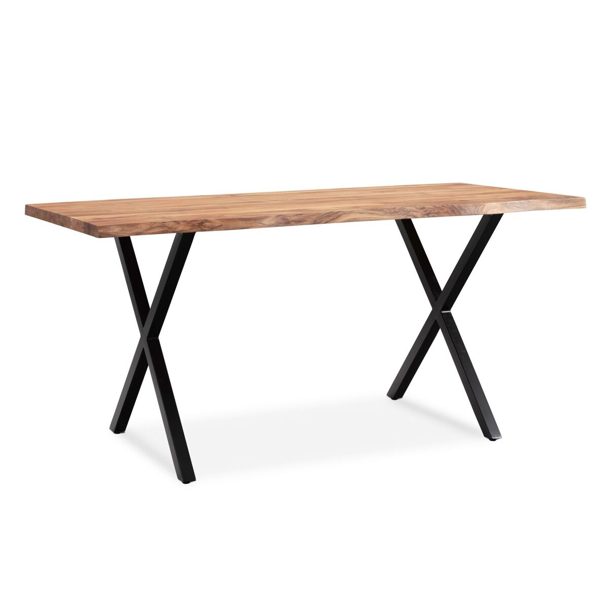 Escritorio 180 x 90 x 76 cm de madera maciza de acacia / metal, borde vivo; mesa de oficina sólida