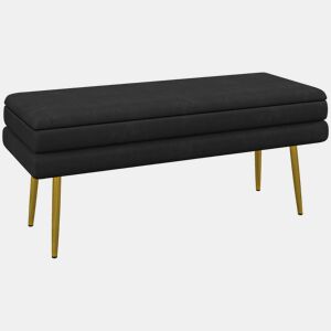 HOMCOM Pufe com Arrumação 39 L, Banco com Tampa Rebatível e Pés de Aço, Estofado em Veludo, para Quarto, Sala e Entrada, 120 kg, 100x37,5x42 cm, Preto