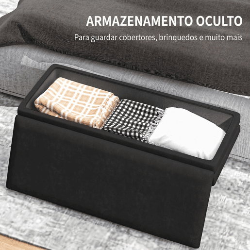 HOMCOM Pufe com Arrumação 39 L, Banco com Tampa Rebatível e Pés de Aço, Estofado em Veludo, para Quarto, Sala e Entrada, 120 kg, 100x37,5x42 cm, Preto HOMCOM Pufe com Arrumação 39 L, Banco com Tampa Rebatível e Pés de Aço, Estofado em Veludo, para Quarto, Sala e Entrada, 120 kg, 100x37,5x42 cm, Preto