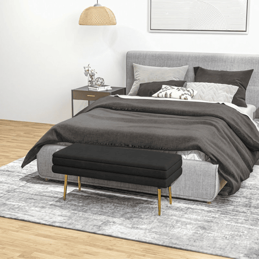 HOMCOM Pufe com Arrumação 39 L, Banco com Tampa Rebatível e Pés de Aço, Estofado em Veludo, para Quarto, Sala e Entrada, 120 kg, 100x37,5x42 cm, Preto HOMCOM Pufe com Arrumação 39 L, Banco com Tampa Rebatível e Pés de Aço, Estofado em Veludo, para Quarto, Sala e Entrada, 120 kg, 100x37,5x42 cm, Preto