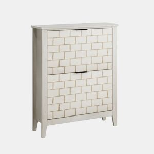 Sapateira 80 cm - 2 gavetas rebatÃveis, estilo Mid-Century, independente - Branco Retro