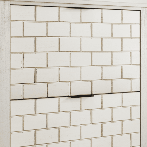Sapateira 80 cm - 2 gavetas rebatíveis, estilo Mid-Century, independente - Branco Retro