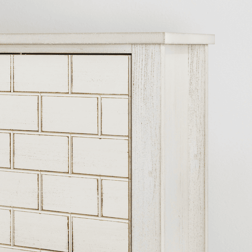 Sapateira 80 cm - 2 gavetas rebatíveis, estilo Mid-Century, independente - Branco Retro