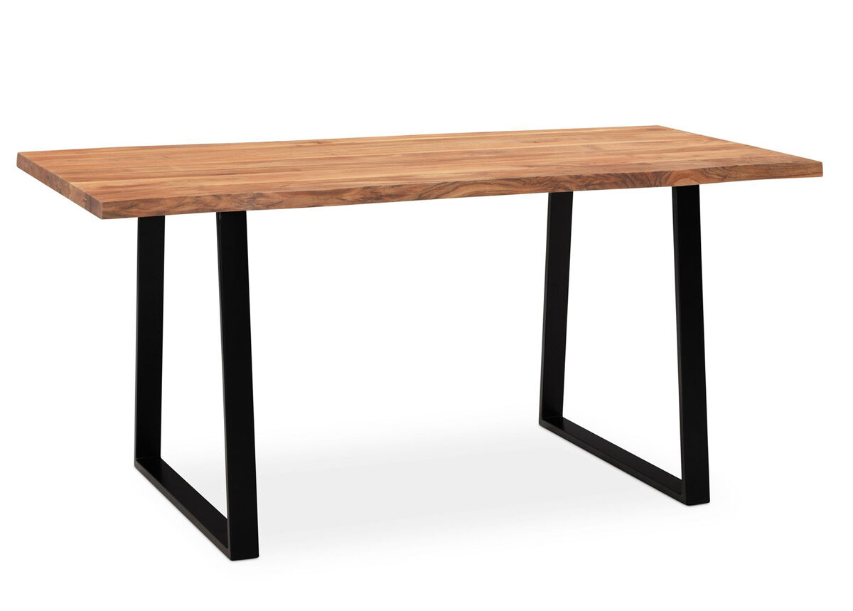 Escritorio 200 x 100 x 76 cm de madera maciza de acacia / metal, borde vivo; mesa de oficina sólida