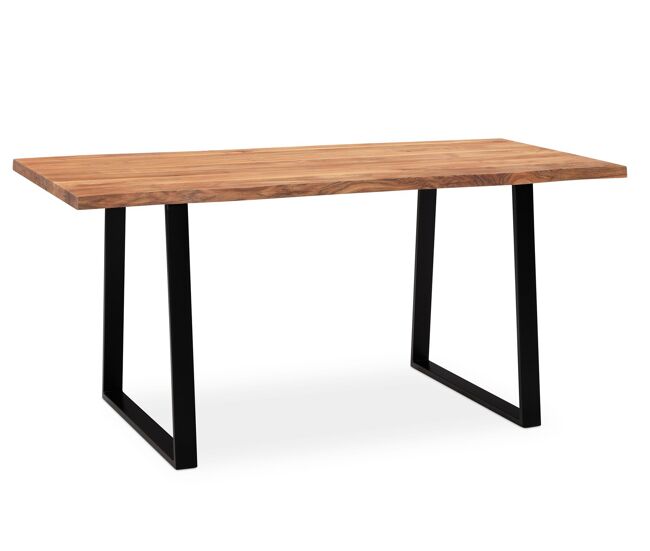 Escritorio 200 x 100 x 76 cm de madera maciza de acacia / metal, borde vivo; mesa de oficina sólida