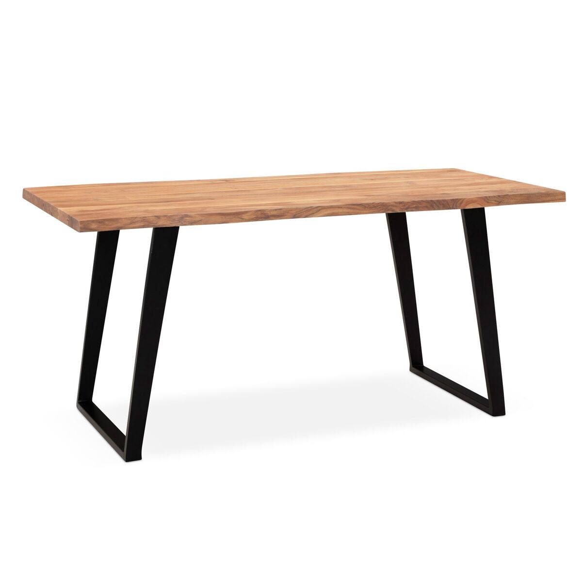 Escritorio 200 x 100 x 76 cm de madera maciza de acacia / metal, borde vivo; mesa de oficina sólida