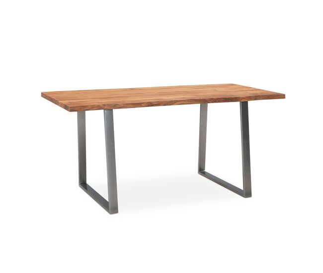 Escritorio 200 x 100 x 76 cm de madera maciza de acacia / metal, borde vivo; mesa de oficina sólida