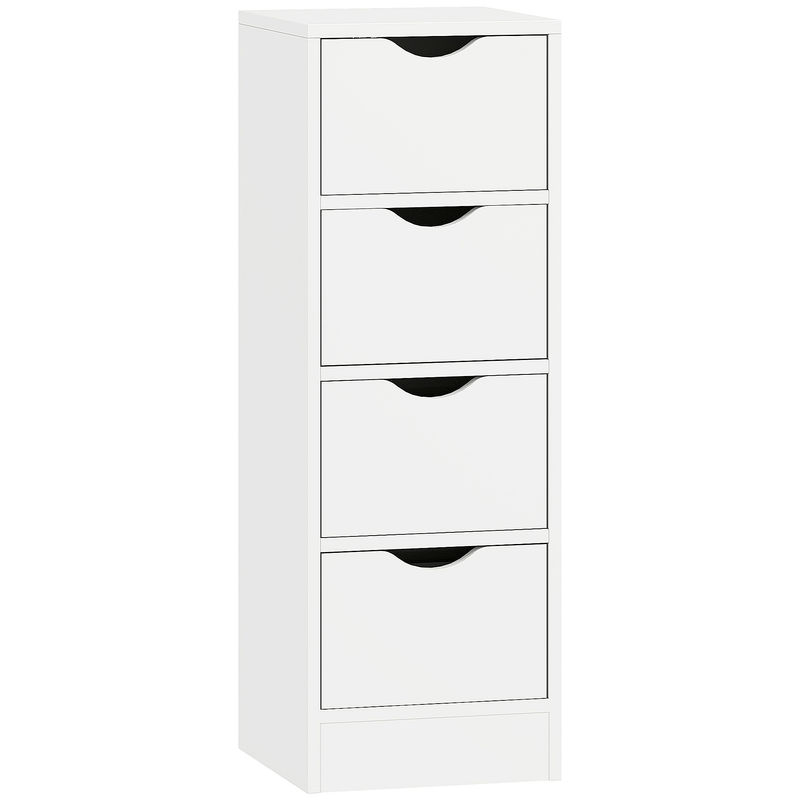 Homcom armario de baño estrecho, mueble auxiliar de baño con 4 cajones y asas ranuradas, para espacios reducidos, 29x29x83 cm, blanco