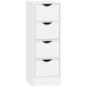 HOMCOM Armário Estreito de Casa de Banho com 4 Gavetas, Móvel Auxiliar com Puxadores Embutidos, 29x29x83 cm, Branco