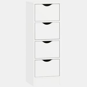 HOMCOM Armário Estreito de Casa de Banho com 4 Gavetas, Móvel Auxiliar com Puxadores Embutidos, 29x29x83 cm, Branco
