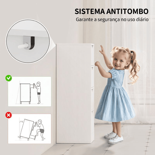 HOMCOM Armário Estreito de Casa de Banho com 4 Gavetas, Móvel Auxiliar com Puxadores Embutidos, 29x29x83 cm, Branco