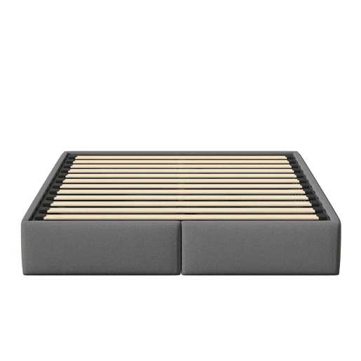 Cama de arrumação 140x200cm em tecido de linho com 2 gavetas - base de ripas - sem cabeceira - Cinza Cama de arrumação 140x200cm em tecido de linho com 2 gavetas - base de ripas - sem cabeceira - Cinza