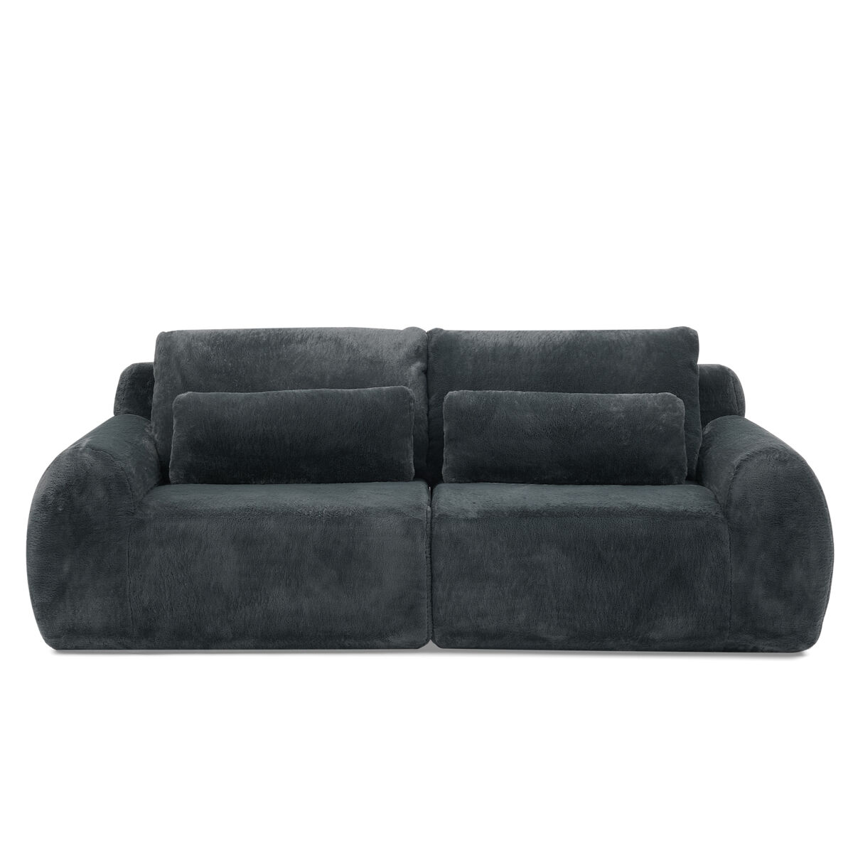 Sofá biplaza 2 plazas - felpa sintética estilo conejo suave, alta resiliencia, puerto de carga usb, bolsillo lateral para revistas, adecuado para