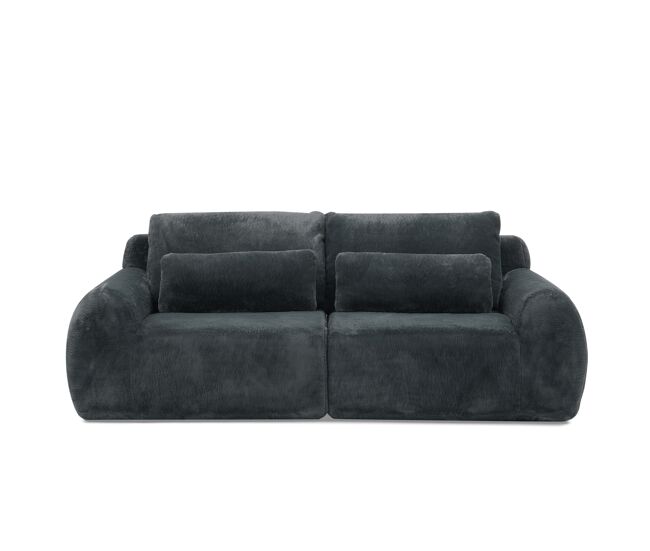 Sofá biplaza 2 plazas - felpa sintética estilo conejo suave, alta resiliencia, puerto de carga usb, bolsillo lateral para revistas, adecuado para