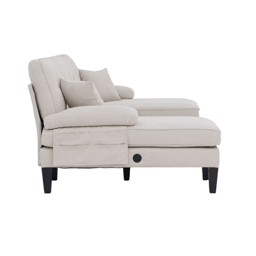 Sofá em U para 4 pessoas - Linho macio, chaise longues duplas, almofadas decorativas - Bege Sofá em U para 4 pessoas - Linho macio, chaise longues duplas, almofadas decorativas - Bege