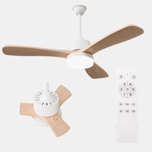 Ventilador teto 42 polegadas luz, 3 pás madeira maciça, haste dupla motor DC silencioso