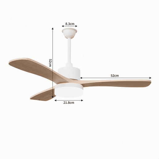 Ventilador teto 42 polegadas luz, 3 pás madeira maciça, haste dupla motor DC silencioso Ventilador teto 42 polegadas luz, 3 pás madeira maciça, haste dupla motor DC silencioso