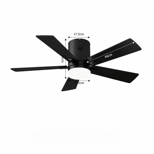 Ventilador teto preto 42 polegadas luz, 5 pás motor DC silencioso montagem baixa Ventilador teto preto 42 polegadas luz, 5 pás motor DC silencioso montagem baixa