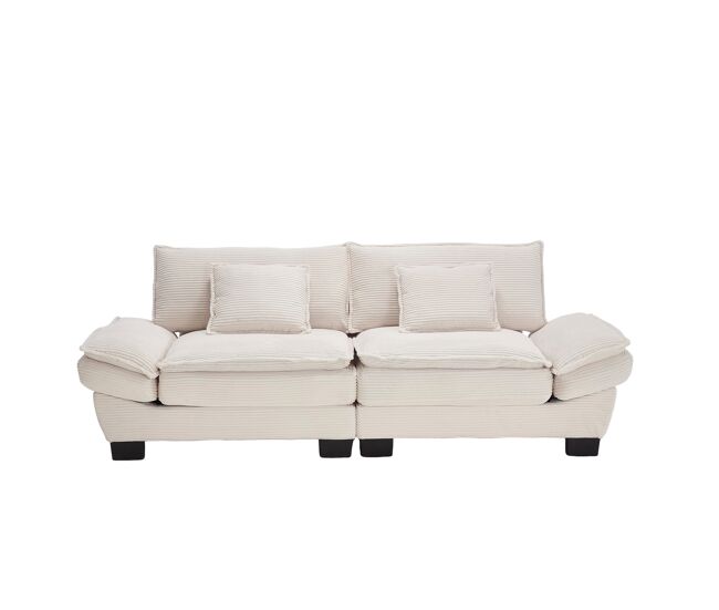 Sofá moderno 2 plazas - con colchón, incluye almohada - beige