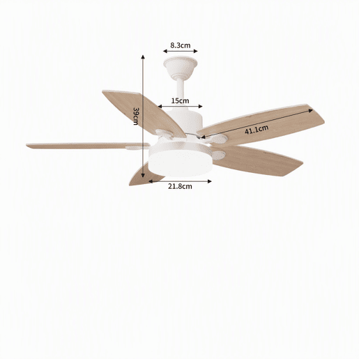 Ventilador teto 42 polegadas luz, 5 pás madeira natural, haste regulável motor DC silencioso Ventilador teto 42 polegadas luz, 5 pás madeira natural, haste regulável motor DC silencioso