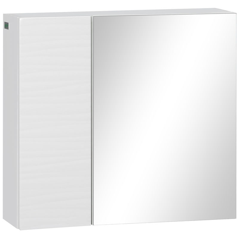 Kleankin armario de baño con espejo, armario de pared con 2 puertas, estantes ajustables, mueble de baño colgar, 48x15x45 cm, blanco