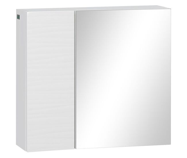 Kleankin armario de baño con espejo, armario de pared con 2 puertas, estantes ajustables, mueble de baño colgar, 48x15x45 cm, blanco