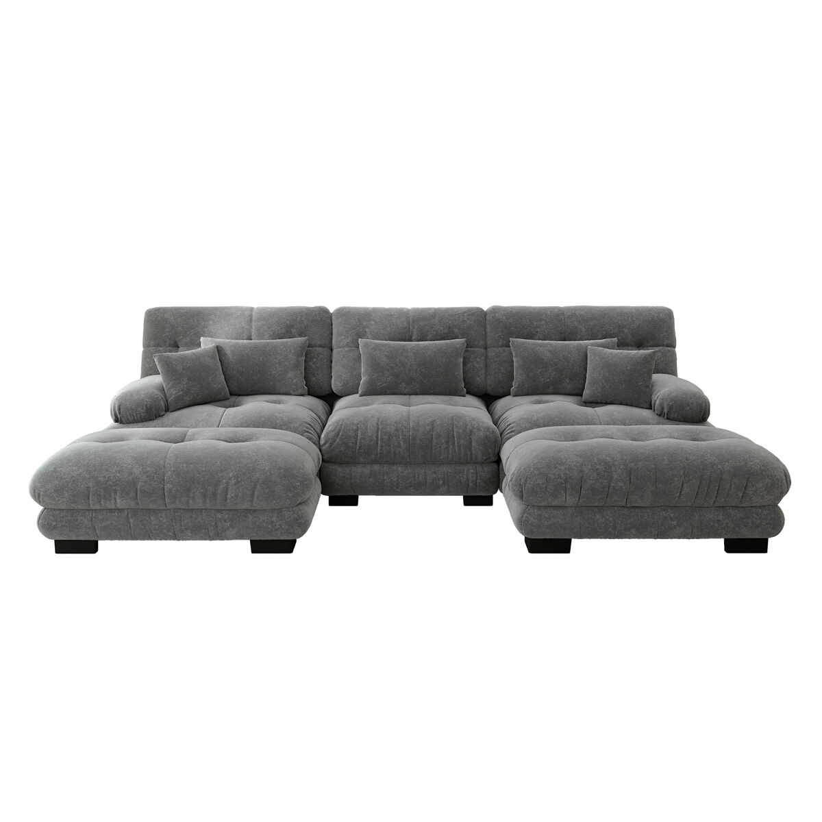 sofa modular u 4 plazas - sofa convertible con ottoman chenille gris
