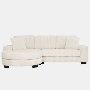 Sofá de canto modular em L 256,5 x 133,5 x 89 cm - Sofá de 4 lugares em veludo clássico com otomana oval e 2 almofadas, ideal para sala de estar, apartamento e escritório - Bege