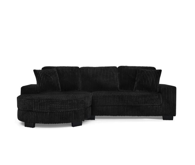 Sofá esquinero en forma de l 256,5 x 133,5 x 89 cm - sofá modular de 4 plazas de pana clásica con otomana ovalada y 2 cojines, ideal para salón,