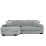 Sofá de canto em L 256,5 x 133,5 x 89 cm - sofá modular de 4 lugares com otomana oval, estofado em veludo clássico, inclui 2 almofadas, ideal para sala de estar, apartamento e escritório - Cinza