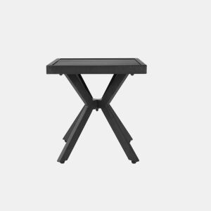 Mesa auxiliar quadrada para exterior - alumínio, resistente às intempéries, fácil de manter - castanho escuro